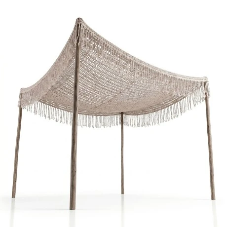 Shelto pakoworld macrame poly-cotton shade net in beige shade 400x400x27cm