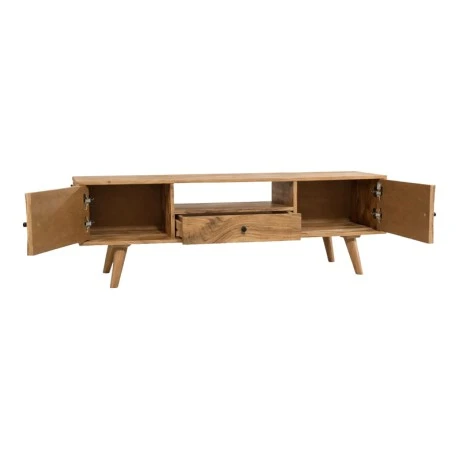 Tv stand Firpo pakoworld solid acacia wood in natural color 130x35x45cm