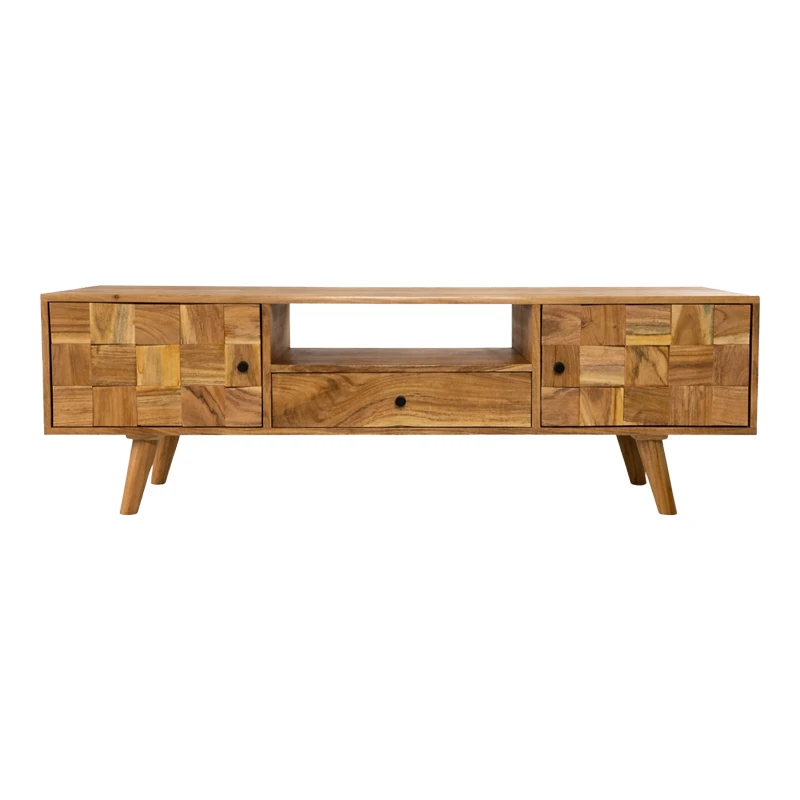 Tv stand Firpo pakoworld solid acacia wood in natural color 130x35x45cm
