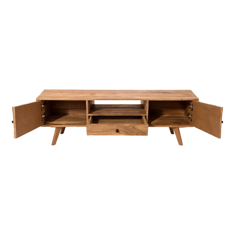 Tv stand Firpo pakoworld solid acacia wood in natural color 130x35x45cm