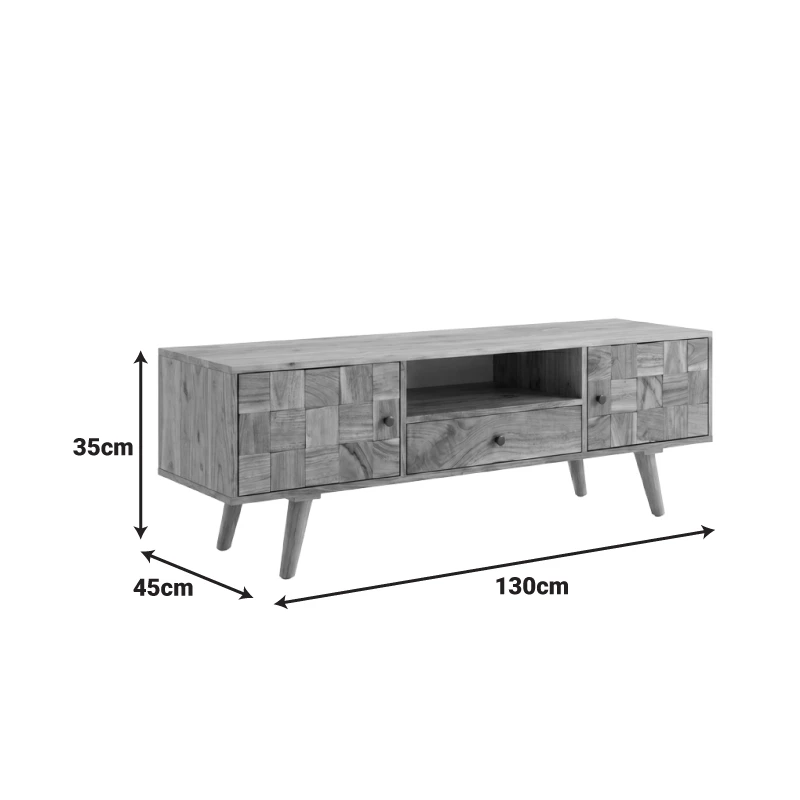 Tv stand Firpo pakoworld solid acacia wood in natural color 130x35x45cm