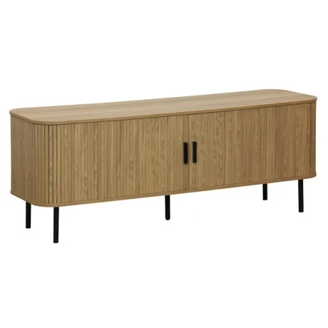 Tv standScandi pakoworld MDF natural color with black metal legs 150x45x57.5cm