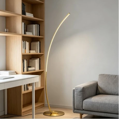 Floor light Archer pakoworld led metal in gold color 70x28x165cm
