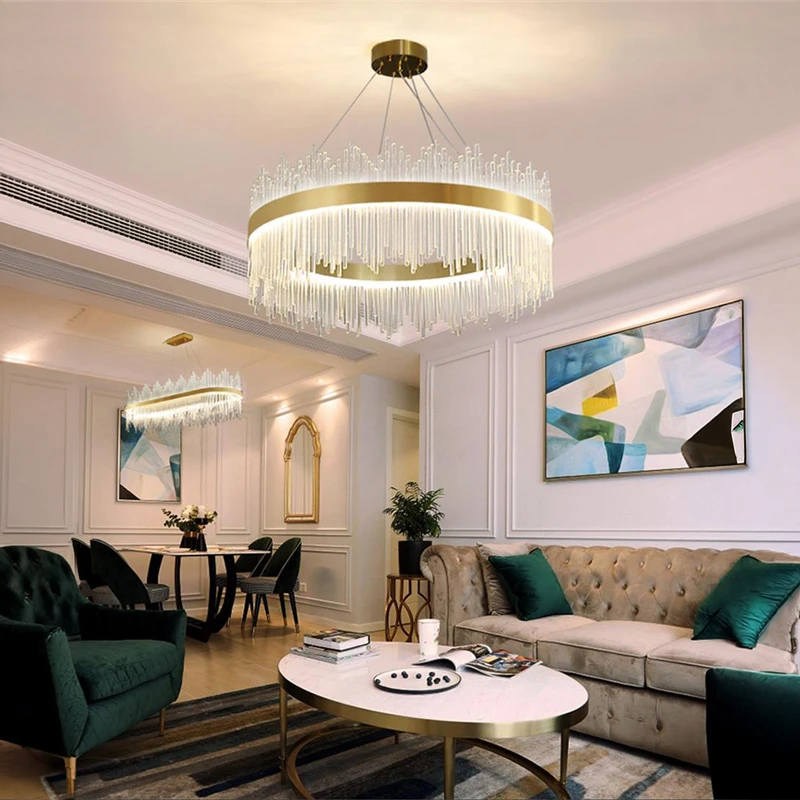 Crown pakoworld led ceiling chandelier in gold with crystals D40x30 cm