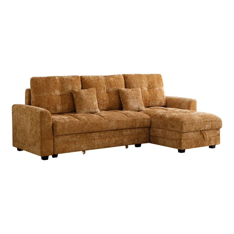 Comfie pakoworld corner reversible sofa bed with storage space camel fabric 260x156x98cm