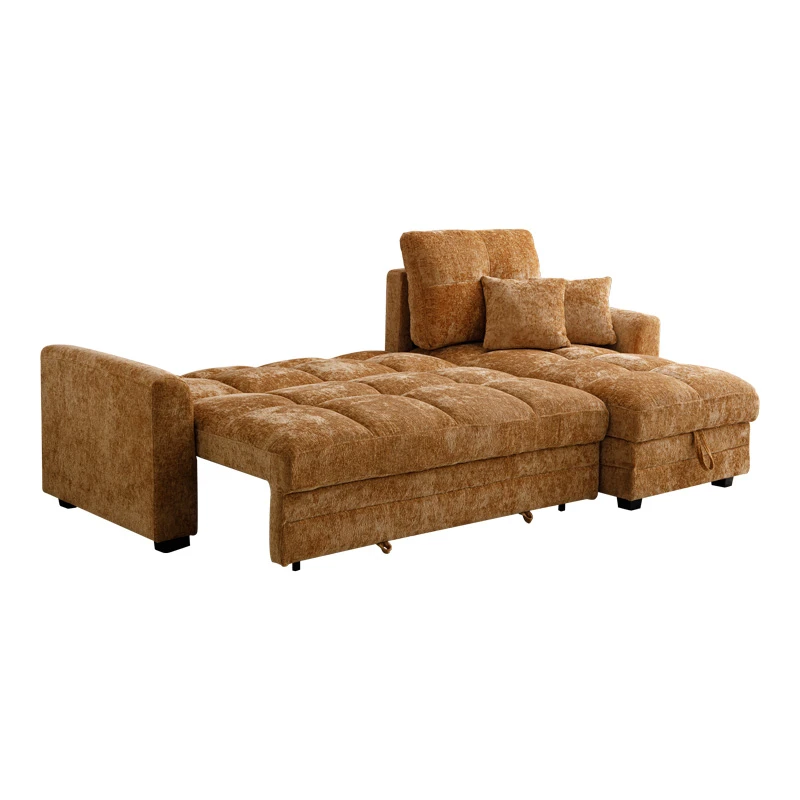 Comfie pakoworld corner reversible sofa bed with storage space camel fabric 260x156x98cm