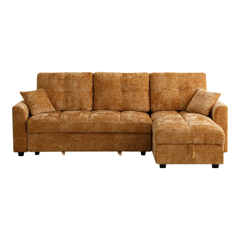 Comfie pakoworld corner reversible sofa bed with storage space camel fabric 260x156x98cm