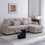 Comfie pakoworld corner reversible sofa bed with storage space beige fabric 260x156x98cm
