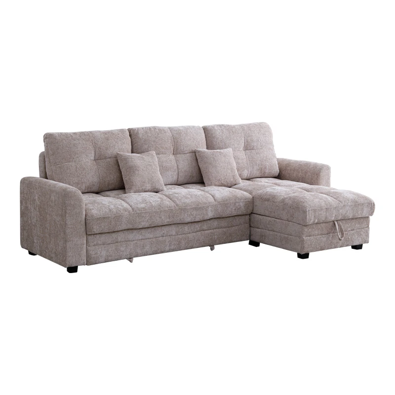 Comfie pakoworld corner reversible sofa bed with storage space beige fabric 260x156x98cm