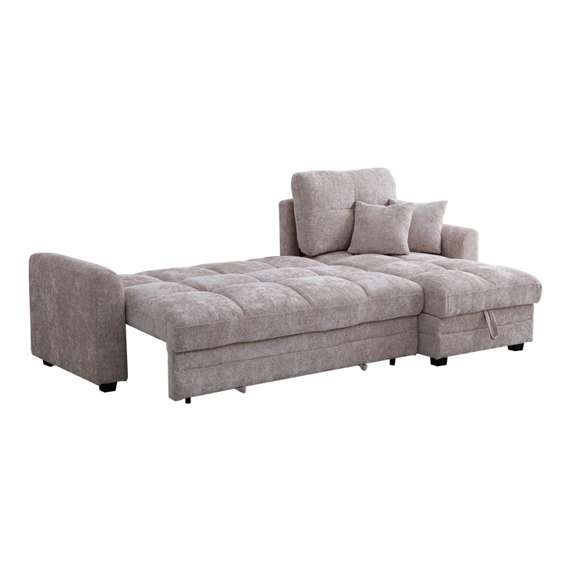 Comfie pakoworld corner reversible sofa bed with storage space beige fabric 260x156x98cm