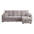 Comfie pakoworld corner reversible sofa bed with storage space beige fabric 260x156x98cm