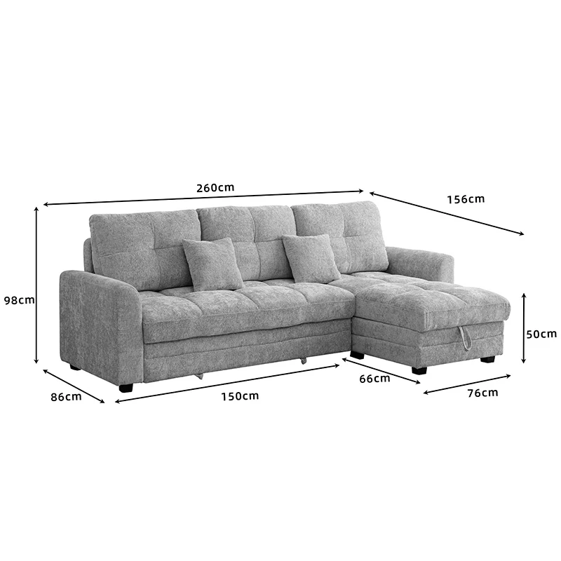 Comfie pakoworld corner reversible sofa bed with storage space beige fabric 260x156x98cm