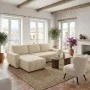 Reversible sofa-bed Vivad pakoworld fabric in beige color 275x164x91cm