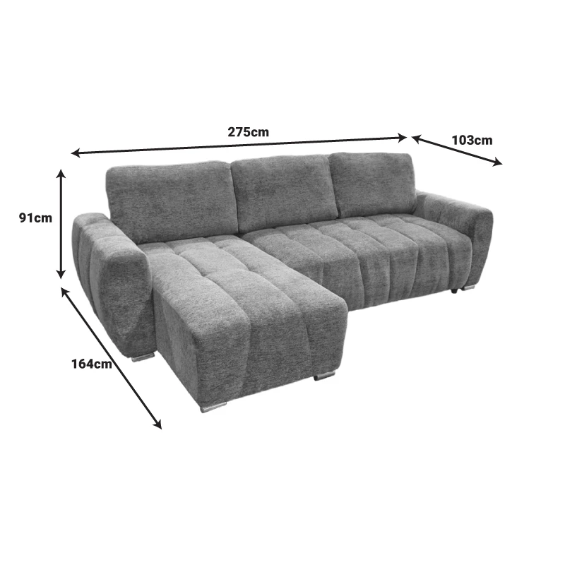 Reversible sofa-bed Vivad pakoworld fabric in beige color 275x164x91cm