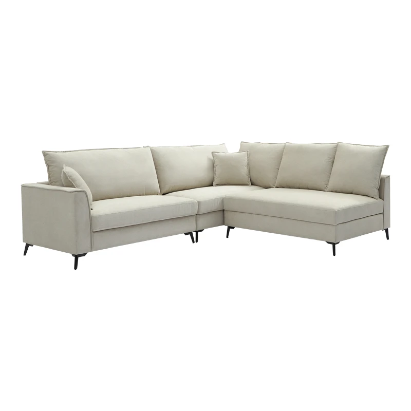 Reversible corner sofa Almy pakoworld beige fabric 271x219x91cm