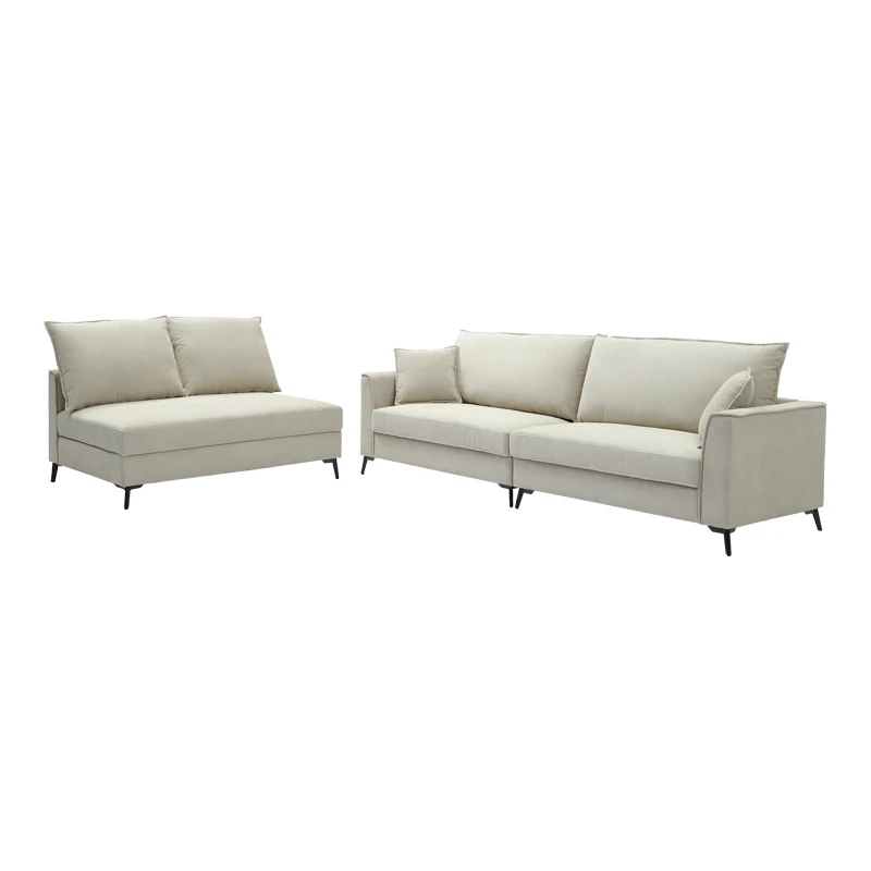 Reversible corner sofa Almy pakoworld beige fabric 271x219x91cm
