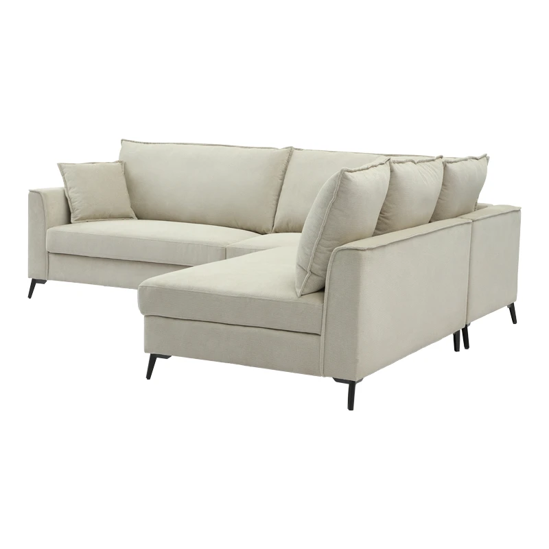 Reversible corner sofa Almy pakoworld beige fabric 271x219x91cm