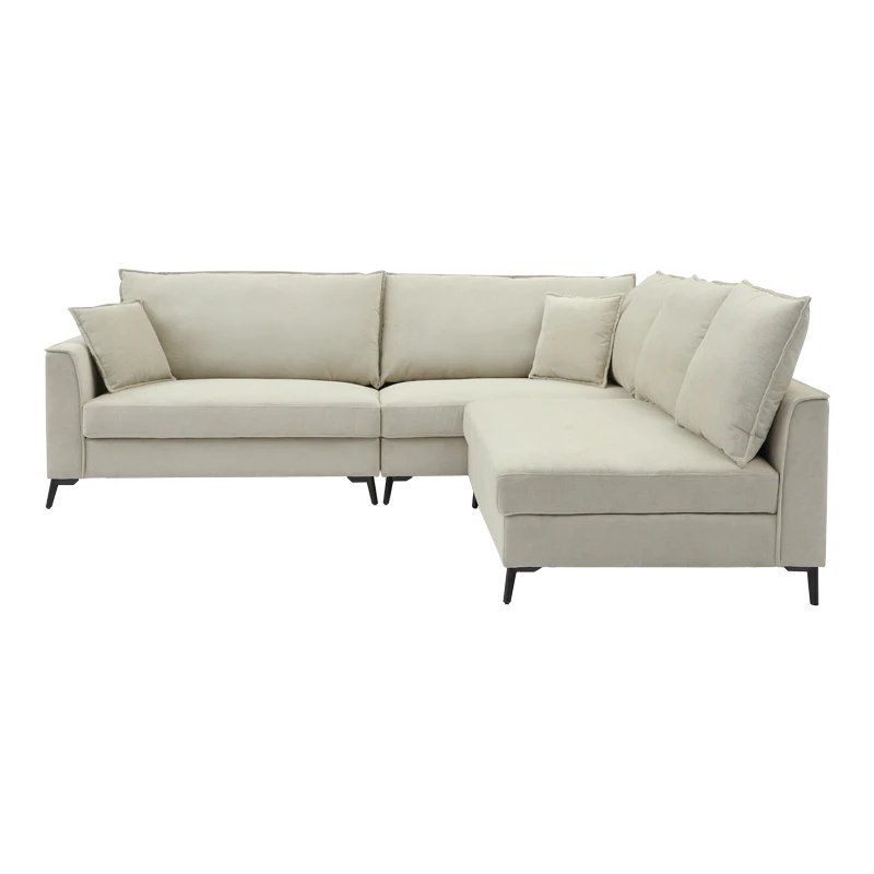 Reversible corner sofa Almy pakoworld beige fabric 271x219x91cm
