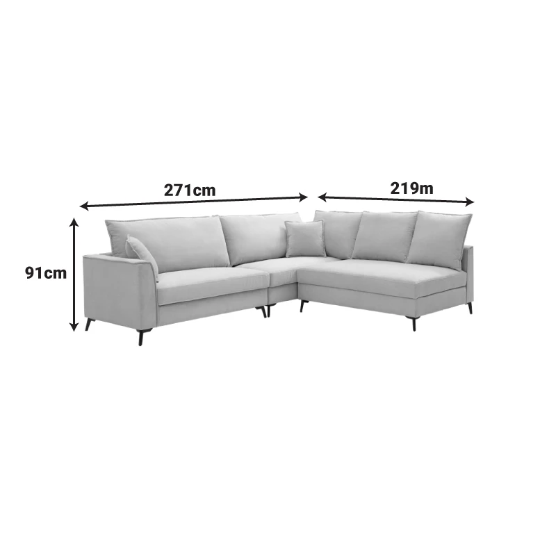 Reversible corner sofa Almy pakoworld beige fabric 271x219x91cm