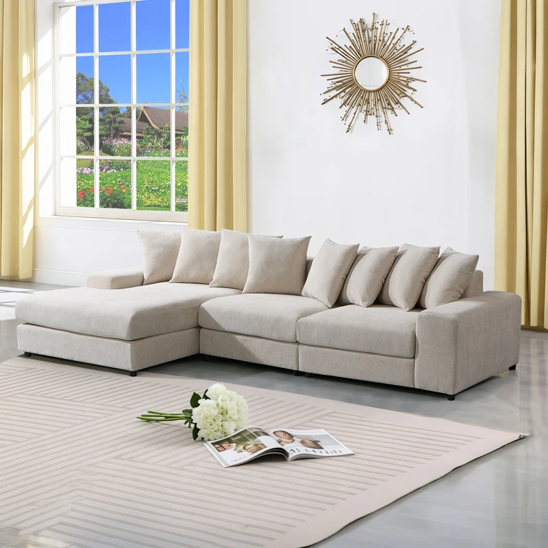Right corner sofa Gerando pakoworld beige fabric 336x179x83cm