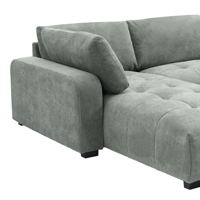 Reversible corner sofa Gianco pakoworld fabric in mint color 298x208x85cm