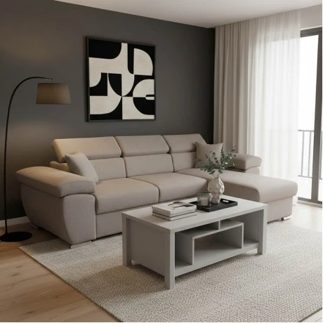 Corner sofa-bed reversible Comy pakoworld beige-grey 286x160x75-90cm