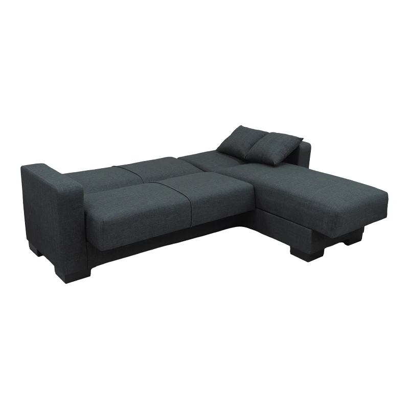 Corner sofa bed reversible with storage space Dumma pakoworld anthracite fabric 226x146x86cm