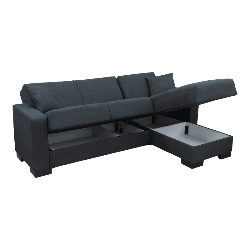 Corner sofa bed reversible with storage space Dumma pakoworld anthracite fabric 226x146x86cm