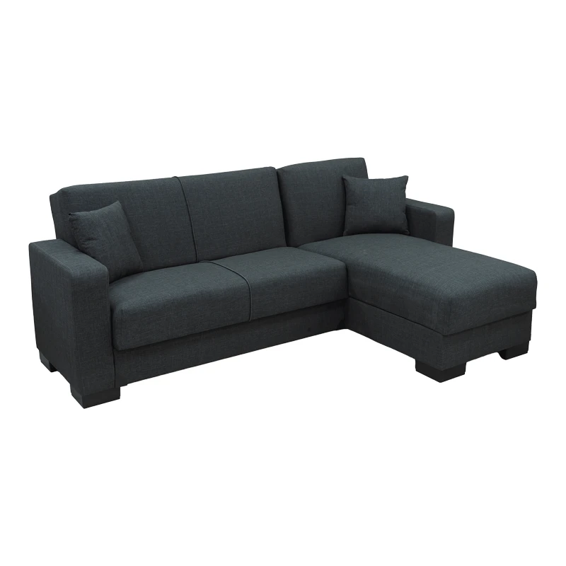 Corner sofa bed reversible with storage space Dumma pakoworld anthracite fabric 226x146x86cm