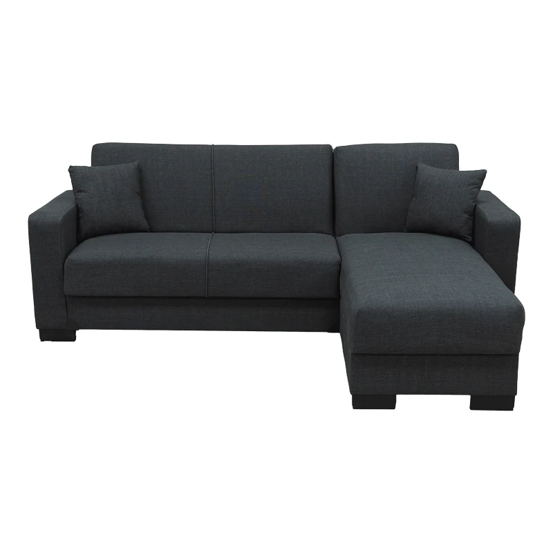 Corner sofa bed reversible with storage space Dumma pakoworld anthracite fabric 226x146x86cm
