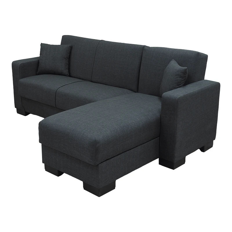 Corner sofa bed reversible with storage space Dumma pakoworld anthracite fabric 226x146x86cm