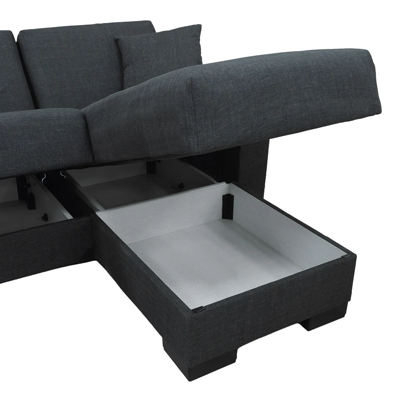 Corner sofa bed reversible with storage space Dumma pakoworld anthracite fabric 226x146x86cm