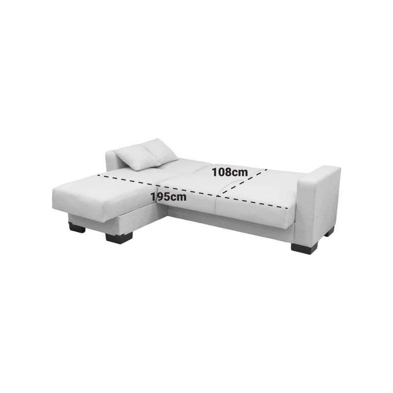 Corner sofa bed reversible with storage space Dumma pakoworld cream fabric 226x146x86cm