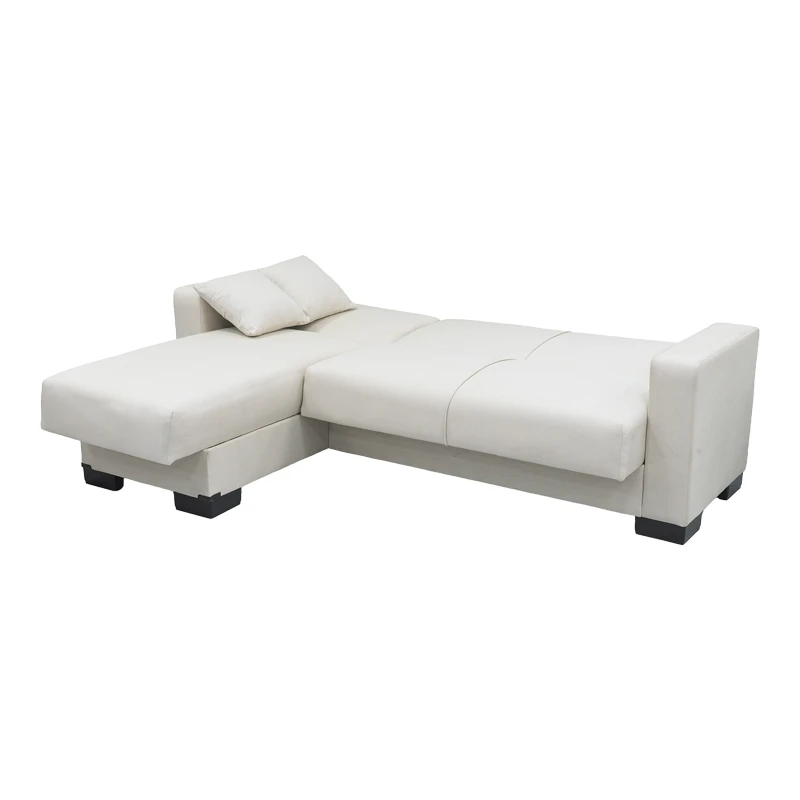 Corner sofa bed reversible with storage space Dumma pakoworld cream fabric 226x146x86cm