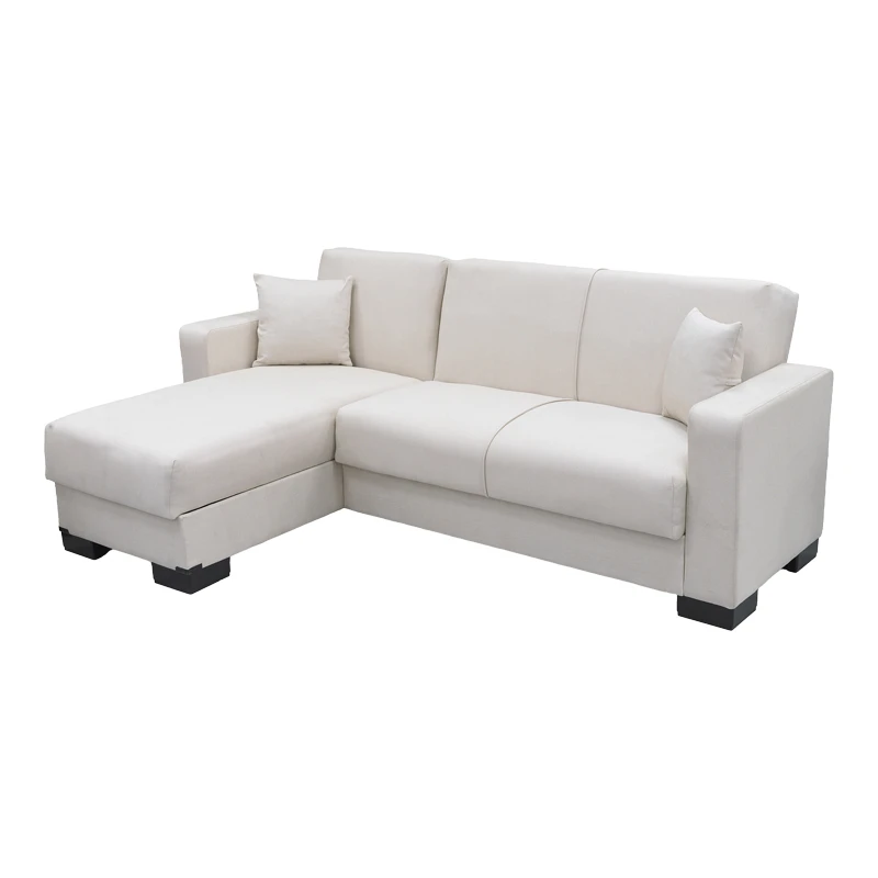 Corner sofa bed reversible with storage space Dumma pakoworld cream fabric 226x146x86cm