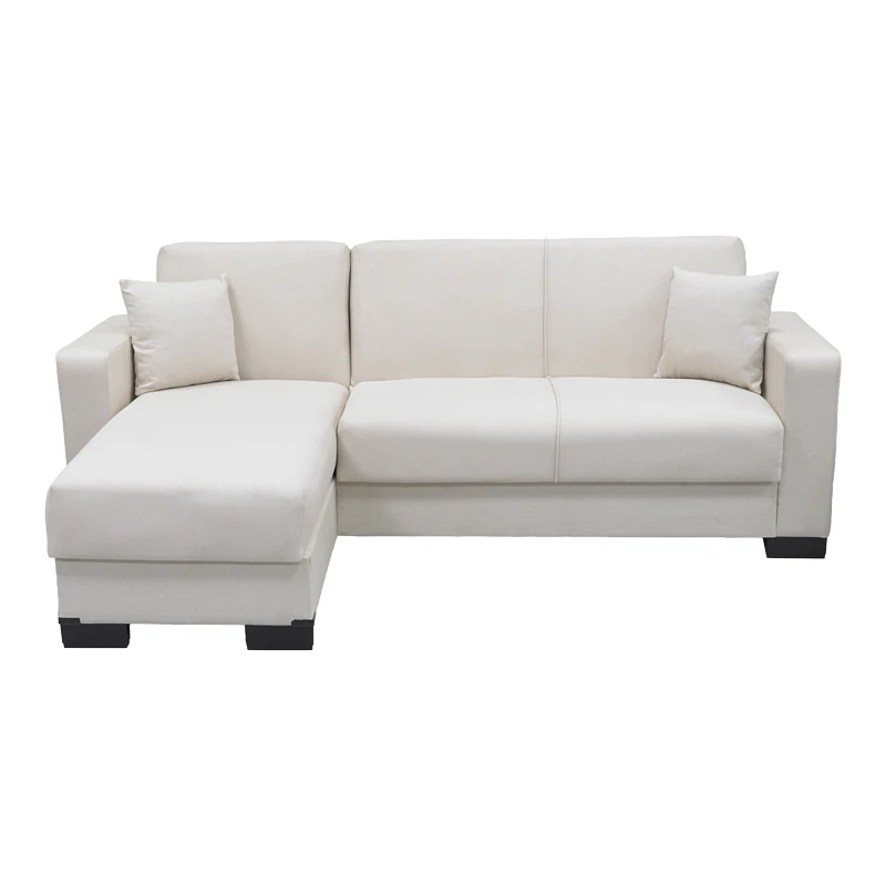 Corner sofa bed reversible with storage space Dumma pakoworld cream fabric 226x146x86cm