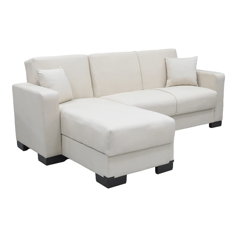 Corner sofa bed reversible with storage space Dumma pakoworld cream fabric 226x146x86cm