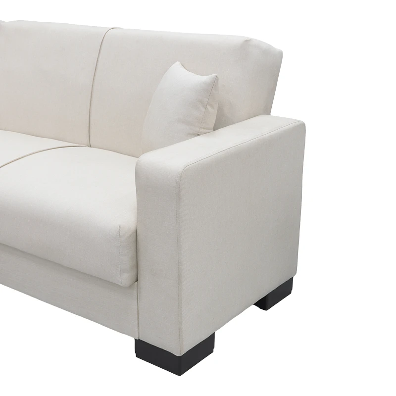Corner sofa bed reversible with storage space Dumma pakoworld cream fabric 226x146x86cm