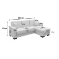 Corner sofa bed reversible with storage space Dumma pakoworld cream fabric 226x146x86cm