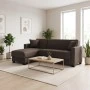 Corner sofa bed reversible with storage space Stashio pakoworld brown fabric 202x143x84cm