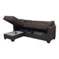 Corner sofa bed reversible with storage space Stashio pakoworld brown fabric 202x143x84cm