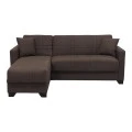 Corner sofa bed reversible with storage space Stashio pakoworld brown fabric 202x143x84cm