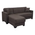 Corner sofa bed reversible with storage space Stashio pakoworld brown fabric 202x143x84cm