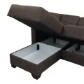 Corner sofa bed reversible with storage space Stashio pakoworld brown fabric 202x143x84cm