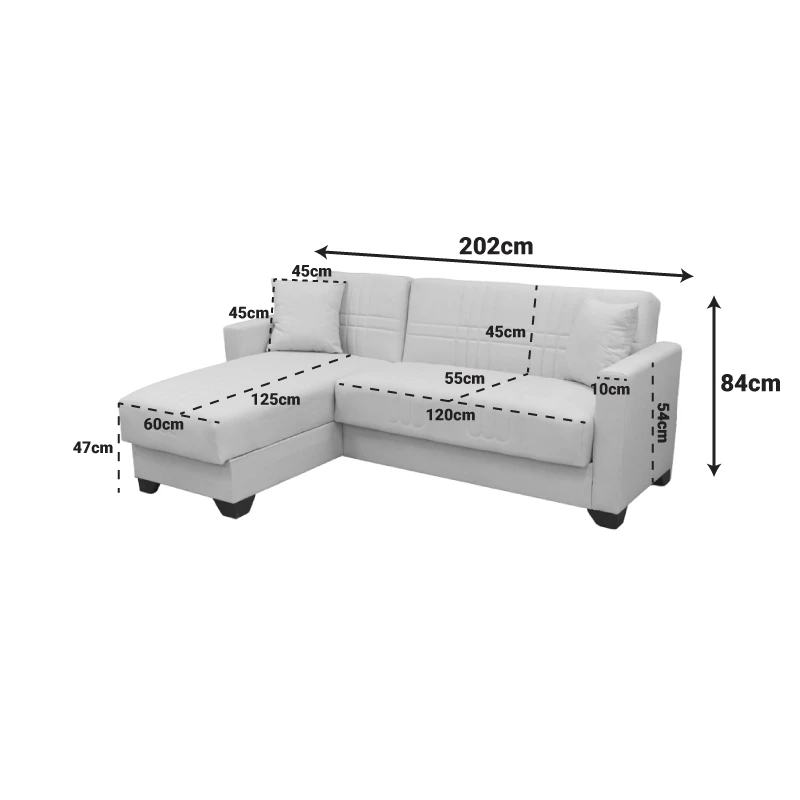 Corner sofa bed reversible with storage space Stashio pakoworld brown fabric 202x143x84cm