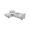 Corner sofa bed reversible with storage space Stashio pakoworld cream fabric 202x143x84cm