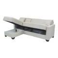 Corner sofa bed reversible with storage space Stashio pakoworld cream fabric 202x143x84cm