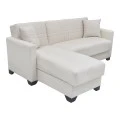 Corner sofa bed reversible with storage space Stashio pakoworld cream fabric 202x143x84cm