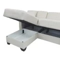 Corner sofa bed reversible with storage space Stashio pakoworld cream fabric 202x143x84cm