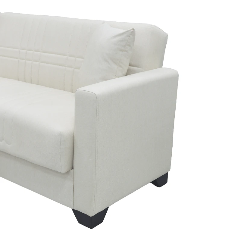 Corner sofa bed reversible with storage space Stashio pakoworld cream fabric 202x143x84cm